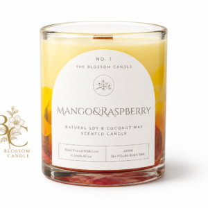 scented candles, mango and raspberry