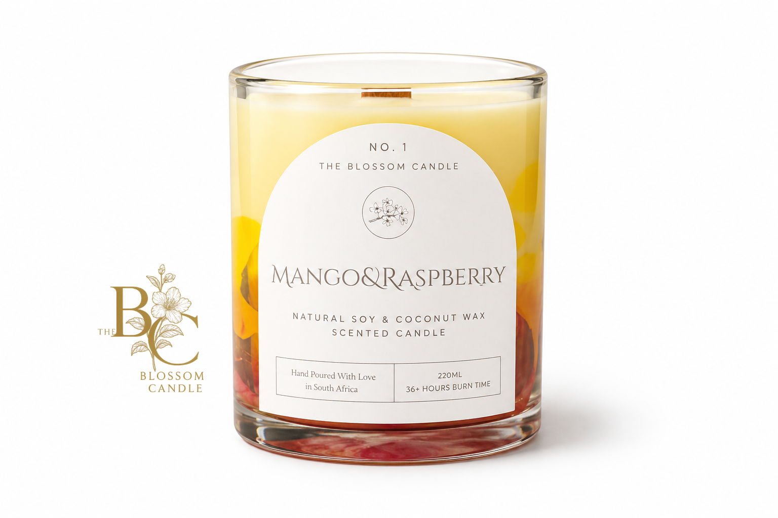 scented candles, mango and raspberry